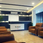 Modern reception and waiting area at Novocare Clinic in Kochi, Kerala