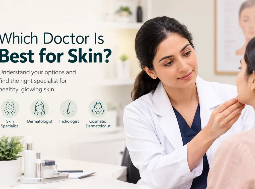 Dermatologist examining a patient for skin problems and providing skin care treatment