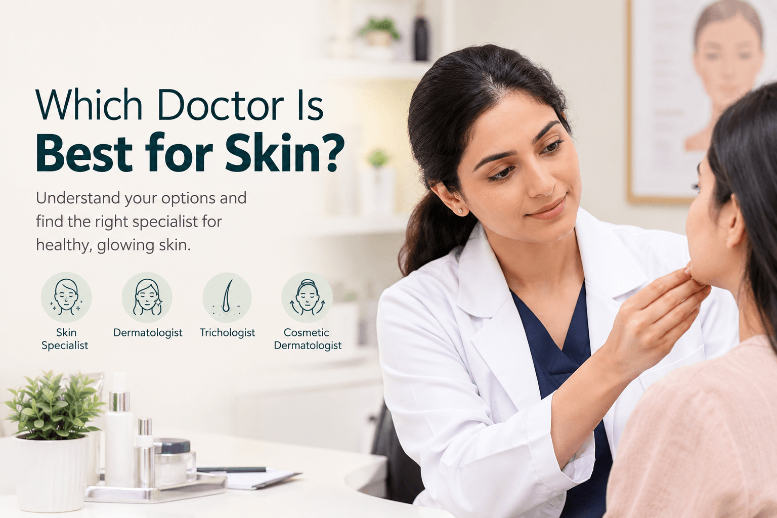Dermatologist examining a patient for skin problems and providing skin care treatment