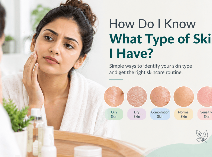 Woman checking her skin type in a mirror to identify oily, dry, combination, or normal skin.identify your skin type with simple at-home methods and understand whether your skin is oily, dry, combination, normal, or sensitive